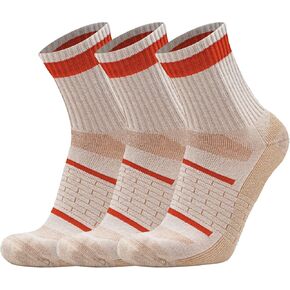 Busy Socks 3 Pack Men's Merino Wool Running Quarter Socks Womens Ankle Thick Cushioned Athletic Socks for Hiking Walking