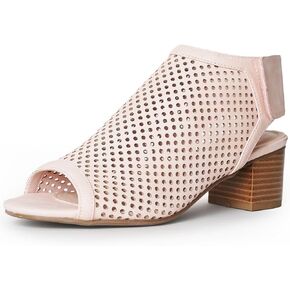 J. Adams Maddie Booties for Women - Peep Toe Low Block Heel Hook & Loop Strap