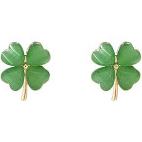 ALoveSoul 4 Leaf Clover Earrings Necklace for Women Girls St Patricks Day Party Accessories Decorations