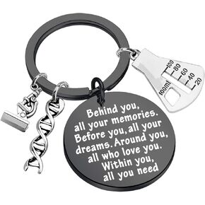 FEELMEM Biology Chemistry Keychain Future Chemist Gift Behind You All Your Memories Science Tech Keychain Graduation Gift