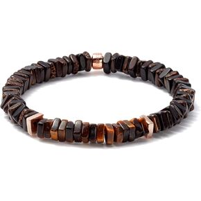 Tateossian Legno Silver Bracelet - Rose Gold and Tiger eye, Brown, 19 CM in Kuwait