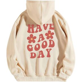 Sdencin Women Long Sleeve Letter Print Oversized Hoodies Casual Trendy Graphic Fleece Hooded Sweatshirt Pullover Top
