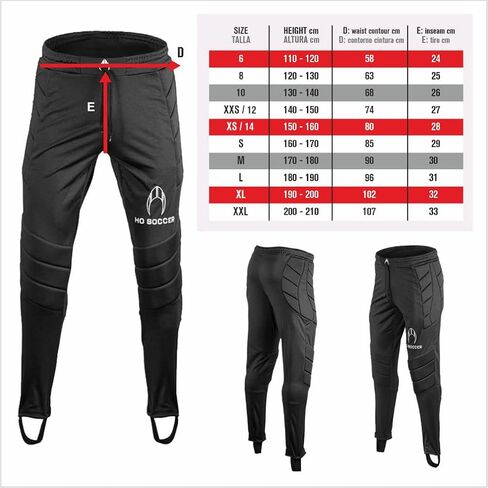 HO Soccer Logo SR Goalkeeper Pants, Full-Length Padded Goalie Soccer Pants, Extended Hip and Knee Padding to Offer excelent Protection, Black, Size XL in Kuwait