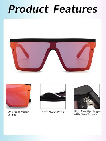 JIM HALO Flat Top Shield Sunglasses Square Mirror Rimless Glasses for Women Men in Kuwait