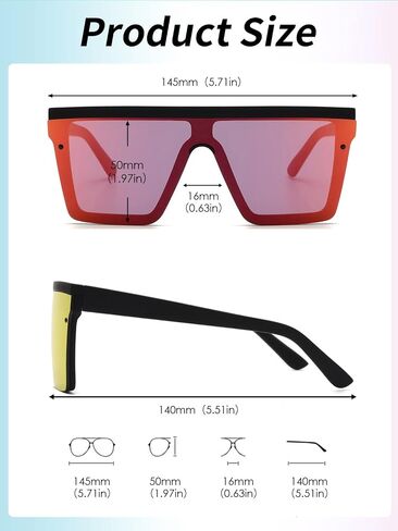 JIM HALO Flat Top Shield Sunglasses Square Mirror Rimless Glasses for Women Men in Kuwait
