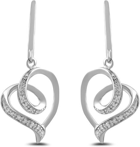 Amazon Collection Sterling Silver Diamond Accent Heart Earrings in Saudi Arabia
