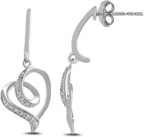 Amazon Collection Sterling Silver Diamond Accent Heart Earrings in Saudi Arabia