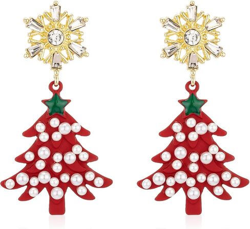 أقراط عيد الميلاد للنساء، أقراط لؤلؤ شجرة عيد الميلاد، أقراط العطلات للفتيات، هدايا تزيين مجوهرات عيد الميلاد in Kuwait