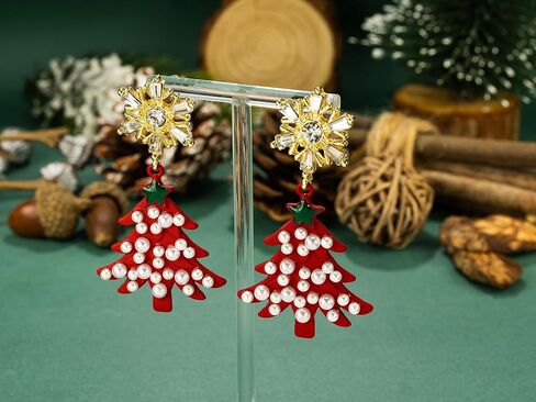 أقراط عيد الميلاد للنساء، أقراط لؤلؤ شجرة عيد الميلاد، أقراط العطلات للفتيات، هدايا تزيين مجوهرات عيد الميلاد in Kuwait