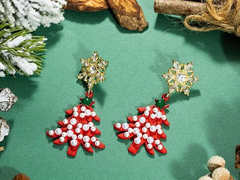 أقراط عيد الميلاد للنساء، أقراط لؤلؤ شجرة عيد الميلاد، أقراط العطلات للفتيات، هدايا تزيين مجوهرات عيد الميلاد in Kuwait