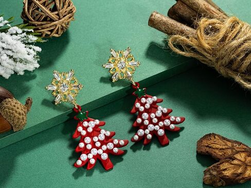 أقراط عيد الميلاد للنساء، أقراط لؤلؤ شجرة عيد الميلاد، أقراط العطلات للفتيات، هدايا تزيين مجوهرات عيد الميلاد in Kuwait