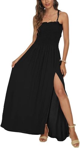 pasidvy Women's Summer Bohemian Party Maxi Dress Off Shoulder Beach Cover-up Long Dress in Kuwait