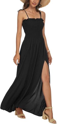 pasidvy Women's Summer Bohemian Party Maxi Dress Off Shoulder Beach Cover-up Long Dress in Kuwait