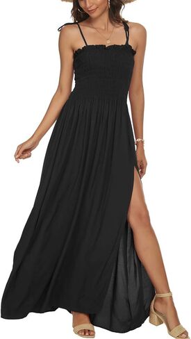pasidvy Women's Summer Bohemian Party Maxi Dress Off Shoulder Beach Cover-up Long Dress in Kuwait