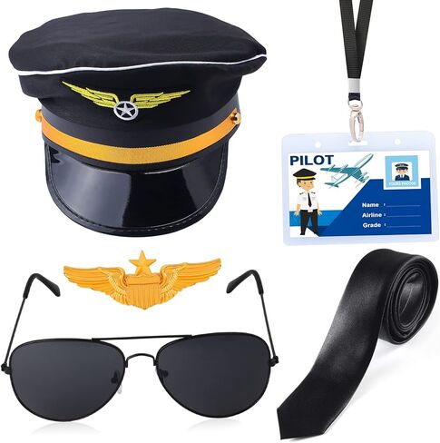 Yewong Airline Pilot Captain Hat الطيار زي ملحق مع نظارات شمسية Captain Halloween Party Cosplay Supply in Kuwait