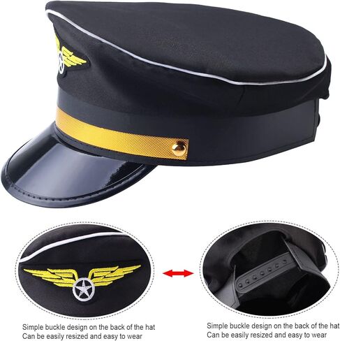 Yewong Airline Pilot Captain Hat الطيار زي ملحق مع نظارات شمسية Captain Halloween Party Cosplay Supply in Kuwait