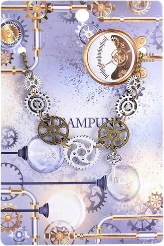 dreuyet steampunk قلادة للنساء الفتيات فريدة من نوعها اليدوية فاسق القوطية خمر العتيقة مزيج لهجة الذهب والفضة مفتاح الساعة البخار والعتاد قلادة قلادة هالوين اكسسوارات المجوهرات الهدايا in Saudi Arabia