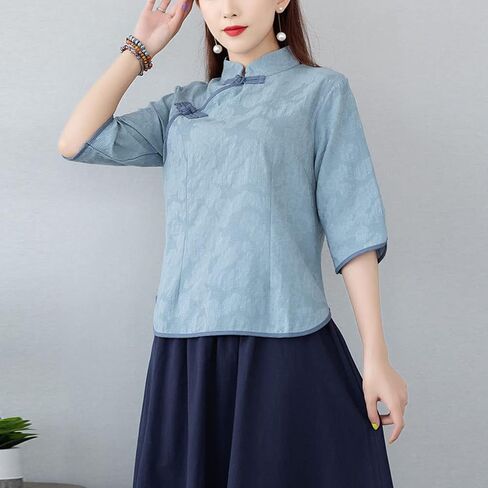 Women's Tang Dress Outfit Mandarin Collar Qipao Top Tea Length Skirt 19th Century Chinese Traditional School Girl Costume in Saudi Arabia