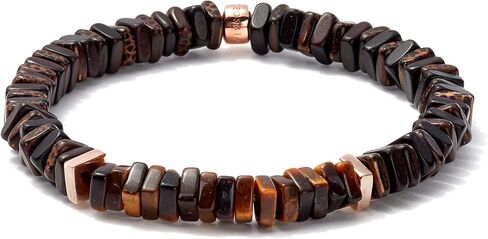 Tateossian Legno Silver Bracelet - Rose Gold and Tiger eye, Brown, 19 CM in Kuwait