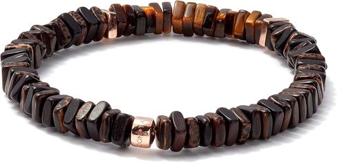 Tateossian Legno Silver Bracelet - Rose Gold and Tiger eye, Brown, 19 CM in Kuwait