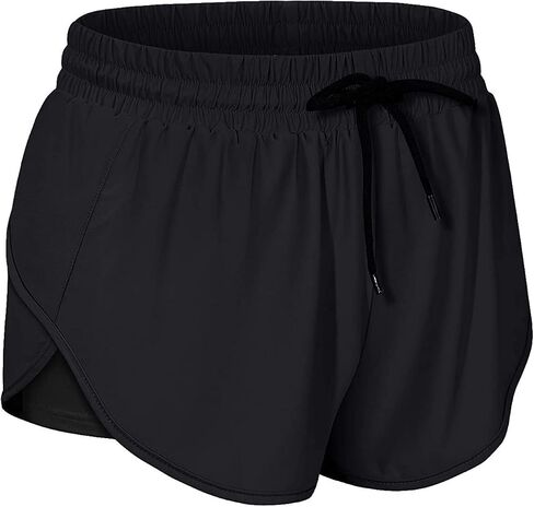 BLEVONH Women Drawstring Waist Athletic Running Shorts with Liner Inner Pocket in Kuwait