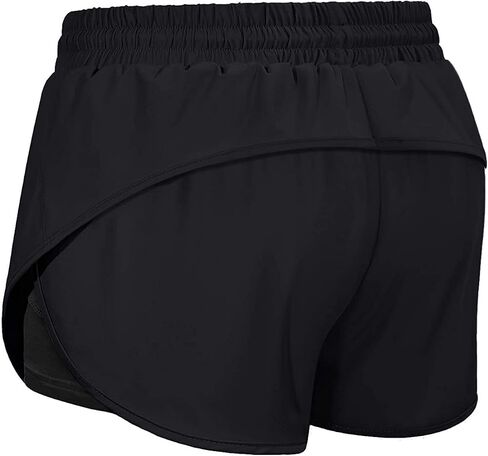 BLEVONH Women Drawstring Waist Athletic Running Shorts with Liner Inner Pocket in Kuwait