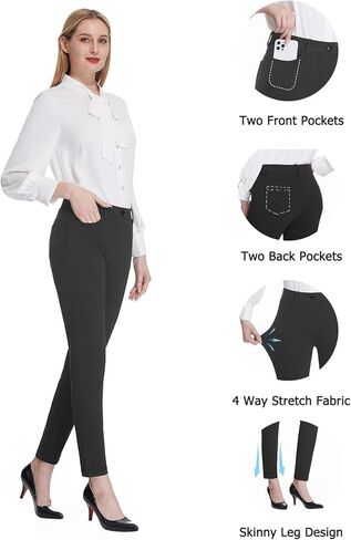 تاباتا سروال فستان نسائي قابل للتمدد مقاس 26 بوصة/28 بوصة/30 بوصة سروال عمل مع 4 جيوب بنطلون قصير صغير الحجم للمكتب كاجوال للعمل in Kuwait