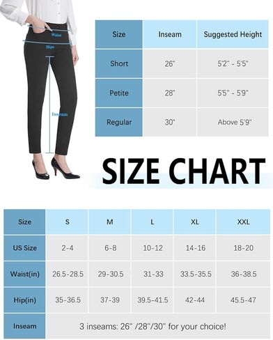 تاباتا سروال فستان نسائي قابل للتمدد مقاس 26 بوصة/28 بوصة/30 بوصة سروال عمل مع 4 جيوب بنطلون قصير صغير الحجم للمكتب كاجوال للعمل in Kuwait