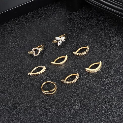 ORAZIO 8Pcs Belly Button Ring Surgical Steel 14G Clicker Belly Rings for Women CZ Heart Butterfly Belly Button Piercing Simple Reverse Navel Barbell Rings Body Piercing Jewelry in Saudi Arabia