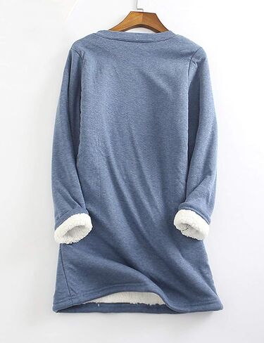 ZGZZ7 Women's Winter Warm Sherpa-lined Sweatshirts Soft O Neck Fleece Pullover Sweatshirt tops in Kuwait