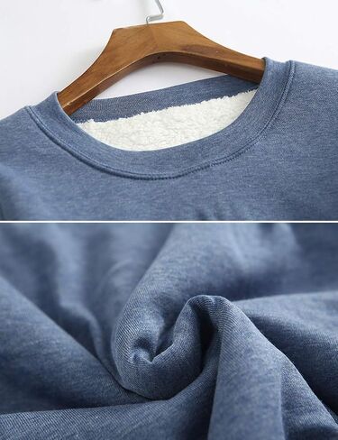 ZGZZ7 Women's Winter Warm Sherpa-lined Sweatshirts Soft O Neck Fleece Pullover Sweatshirt tops in Kuwait
