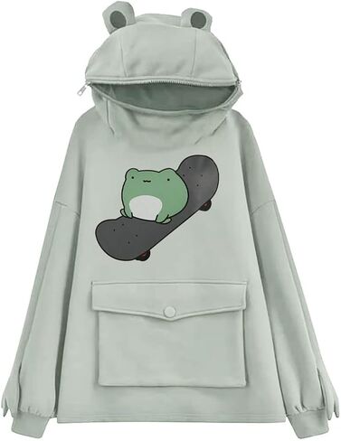 RGOSME Frog Hoodie Teen Girls Cute Oversized Graphic Hoodies Women Sweatshirt Cosplay Costume Pullover Tops in Kuwait