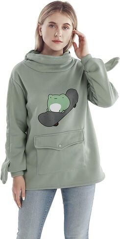 RGOSME Frog Hoodie Teen Girls Cute Oversized Graphic Hoodies Women Sweatshirt Cosplay Costume Pullover Tops in Kuwait