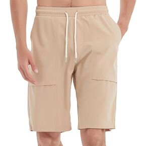 Msmsse Men's Hiking Shorts Quick Dry Drawstring Sports Workout Casual Tan Shorts for Men