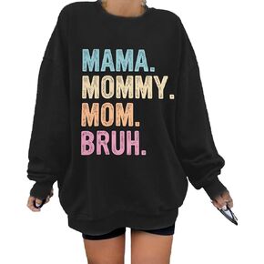 ماما سويت شيرت نسائي كبير الحجم ماما ماما أمي بروه سويت شيرت أمي لايف عتيق فضفاض بياقة دائرية بلوفر علوي in Kuwait