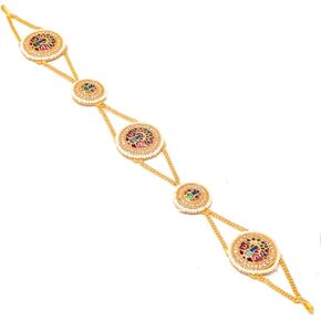 JewarHaat Indian Gold Plated Tika Bodla Fashion Design Rajasthani Matha Patti Ad Cz Multi-Stone Indian Wedding Head & Hair Jewelry for Women & Girls