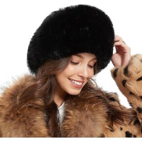 Fur Story Women's Knitted Fur Beanie Hat with Mink Fur Warm Winter Hat with Pom Pom 14620