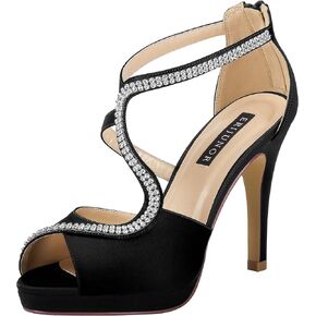 ERIJUNOR High Heel Sandals Peep Toe S-Strap Prom Wedding Evening Shoes in Saudi Arabia