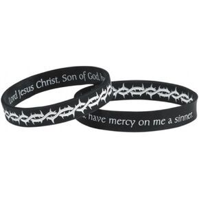 CB Black Silicone Crown of Thorns Bracelet with Prayer Card, 8 Inch in Saudi Arabia