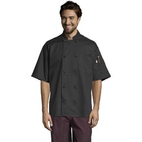Uncommon Threads Men's Short Sleeve Monterey Chef Coat Cook Jacket with Buttons