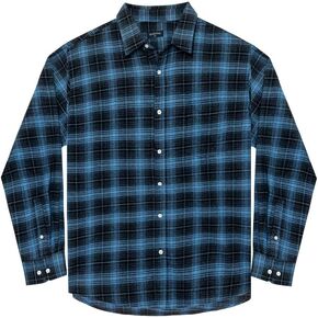 Double Pump Big and Tall Flannel Shirts for Men Cotton Long Sleeve Casual Button Down Plaid Shirt from XXL (T) to 6XL(T)