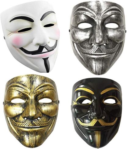 4packs Ayaoch V for Vendetta Guy Mask Halloween Cosplay Masquerade Prop Bar Party Masks للجنسين in Kuwait