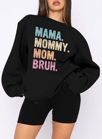 ماما سويت شيرت نسائي كبير الحجم ماما ماما أمي بروه سويت شيرت أمي لايف عتيق فضفاض بياقة دائرية بلوفر علوي in Kuwait