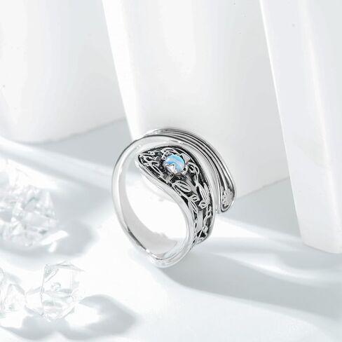 Zaoune 100% Apollo Silver Vintage Spoon Ring Boho for Women Cross Victorian Open Adjustable Statement Flower Jewelry in Kuwait