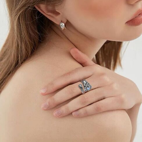 Zaoune 100% Apollo Silver Vintage Spoon Ring Boho for Women Cross Victorian Open Adjustable Statement Flower Jewelry in Kuwait