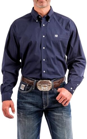 Cinch Apparel Mens Solid Navy Long Sleeve Button Down Navy XS in Saudi Arabia