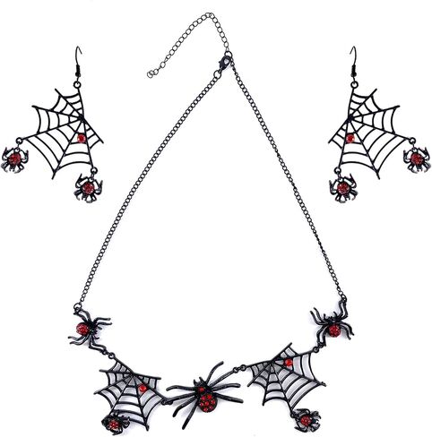 Reofrey Halloween Jewelry Accessor Sets, Halloween Choker Earrings Sets Black Spider Necklace Earrings Halloween Accessories for Women, Party Festival Cosplay, and Wedding in Saudi Arabia
