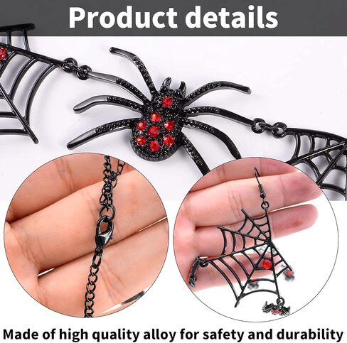 Reofrey Halloween Jewelry Accessor Sets, Halloween Choker Earrings Sets Black Spider Necklace Earrings Halloween Accessories for Women, Party Festival Cosplay, and Wedding in Saudi Arabia
