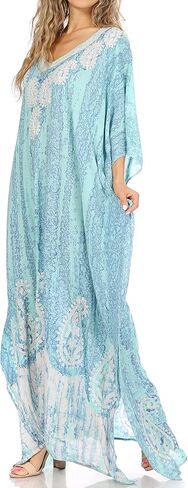 فستان Sakkas Tacy النسائي الكاجوال بوهو الصيفي الطويل قفطان قفطان غطاء LougeWear in Kuwait