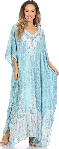 فستان Sakkas Tacy النسائي الكاجوال بوهو الصيفي الطويل قفطان قفطان غطاء LougeWear in Kuwait